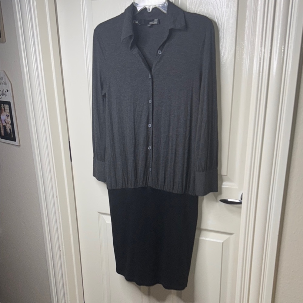 Love Moschino Jersey Bodycon Button Down Dress